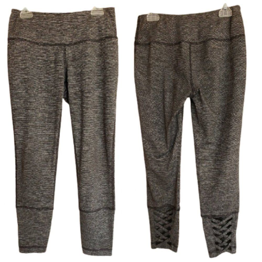 Women's Yoga Everyday Workout Capri Cut Out Crop Pants Leggings Grey XS NWOT